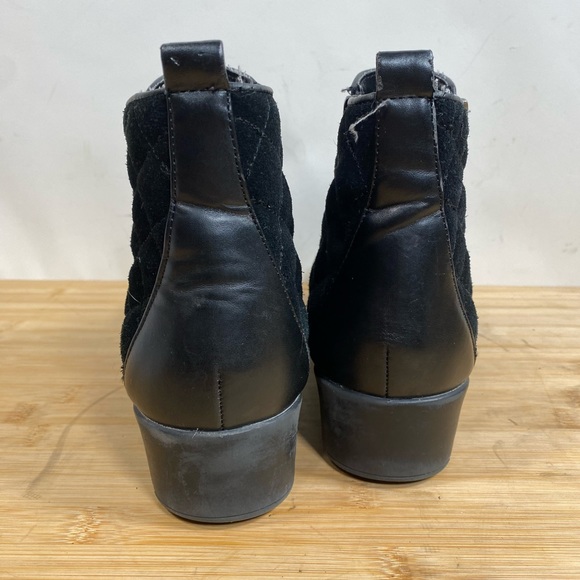 Sole sensibility flex sole black suede & leather quilted ankle boots winter warm - Picture 3 of 11